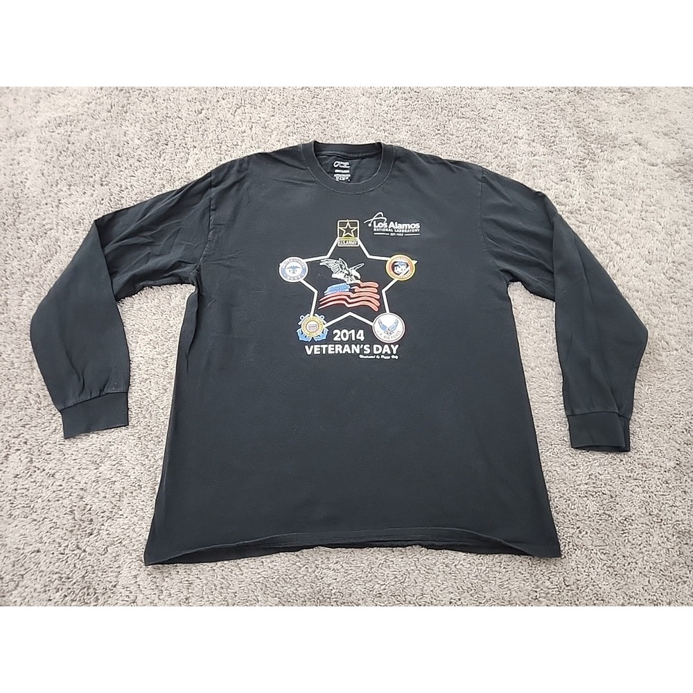2014 Veteran's Day T Shirt Mens XL Long Sleeve USA Flag Patriotic Military